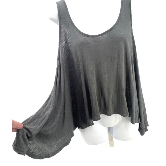 BLUE LIFE Planet Blue Top S Gray Soft Modal Flowy Cropped Trapeze Oversized USA - Picture 4 of 5